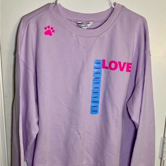 Wildfox Lilac Sweatshirt‎ with Pink 'Dogs Love Me' Print - Picture 1 of 6